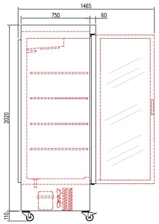 Armoire de congélation en acier inoxydable Coreco US Range 2200 avec portes vitrées