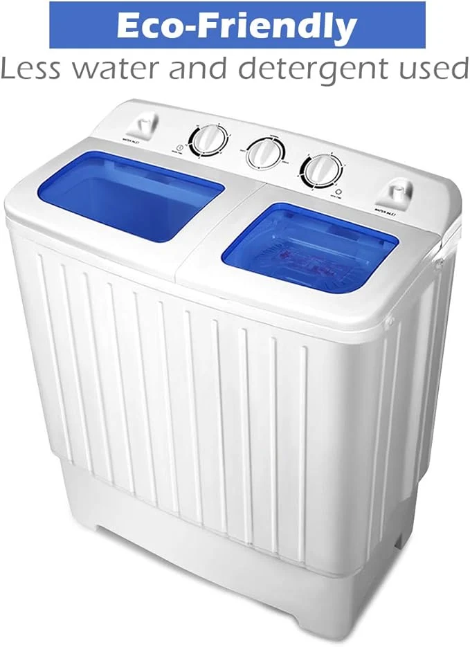 Costway EP21684 Mini Machine à Laver Compacte Portable - Double Cuve 8 kg avec Essoreuse - Blanc