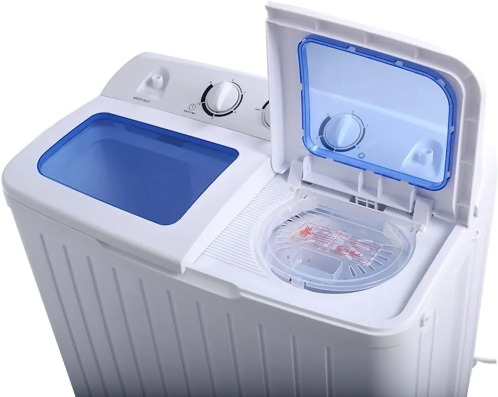 Costway EP21684 Mini Machine à Laver Compacte Portable - Double Cuve 8 kg avec Essoreuse - Blanc