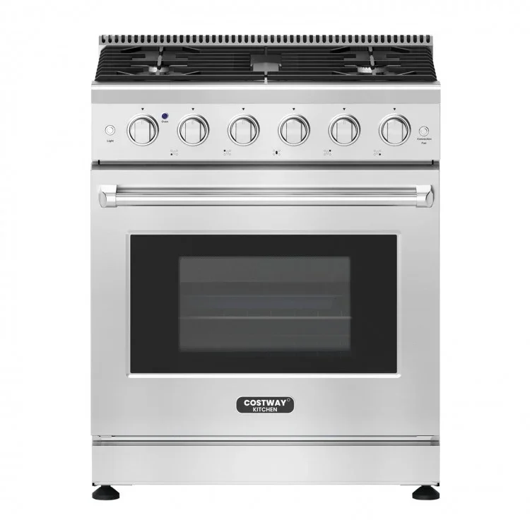 Cuisinière autonome au gaz naturel avec table de cuisson à 5 brûleurs 56318479, 30 po, 4,55 pi3 Costway