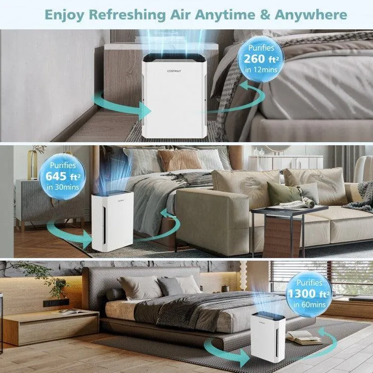 ES10182US-WHA : purificateur d'air H13 True HEPA avec vitesses de vent réglables Costway