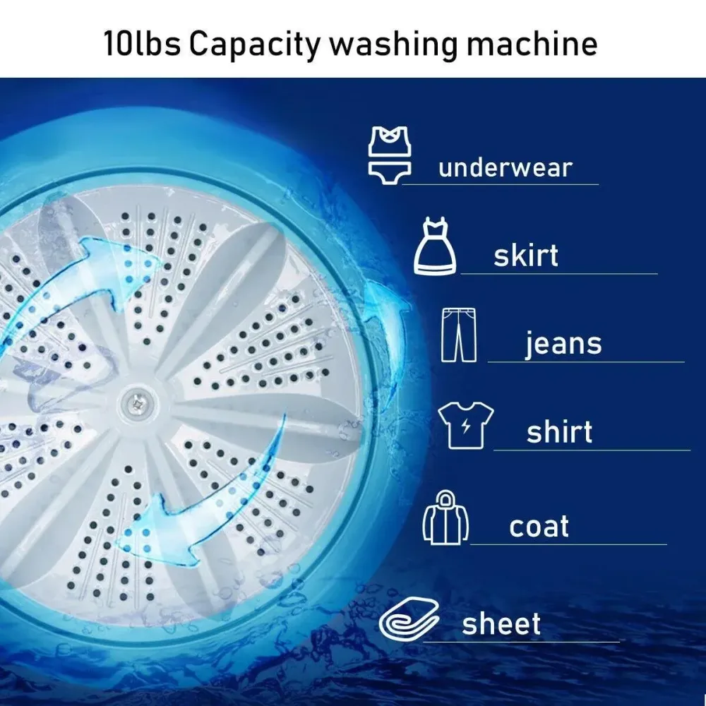 GIANTEX Machine à laver entièrement automatique EP23936PI, 6 lbs Washer Spinner Germicide Blue Costway