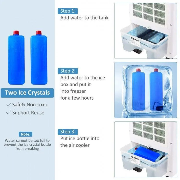 Refroidisseur d'air COSTWAY EP23666A | Évaporatif | Portable| 3 modes de vent et minuterie