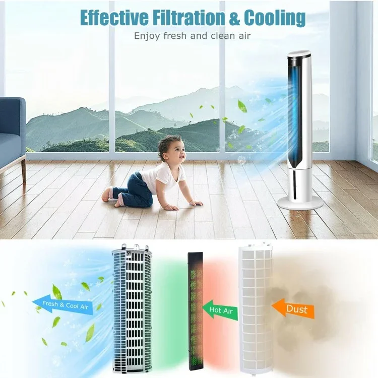 Refroidisseur d'air par évaporation 41 pouces 16089473 avec 3 modes et 3 vitesses Costway