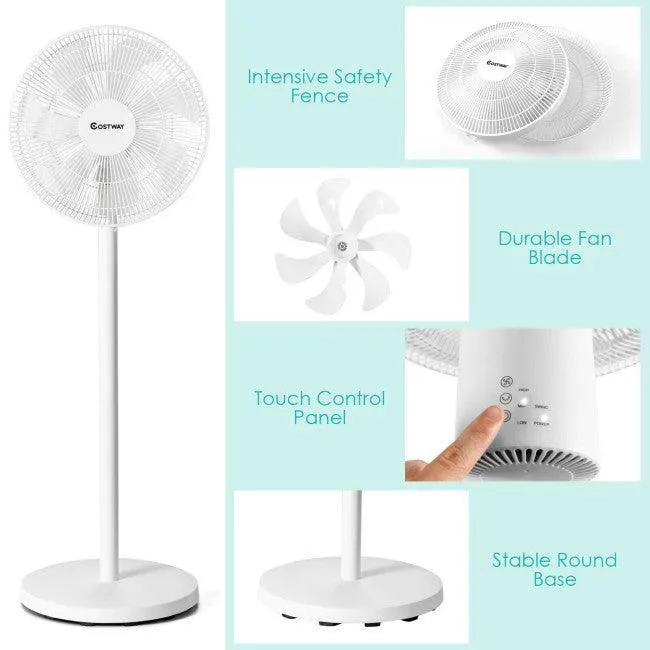 Ventilateur à hauteur réglable à 3 vitesses avec socle oscillant de 16 pouces avec télécommande 87190654 Costway