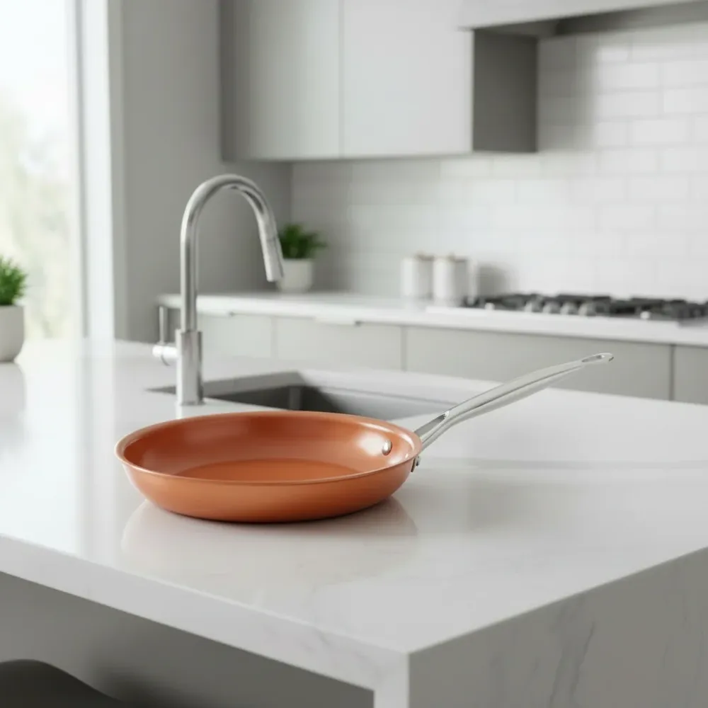 COPPER PAN - poêle professionnelle en cuivre avec revêtement antiadhésif & répartition parfaite de la chaleur Cozey Maison