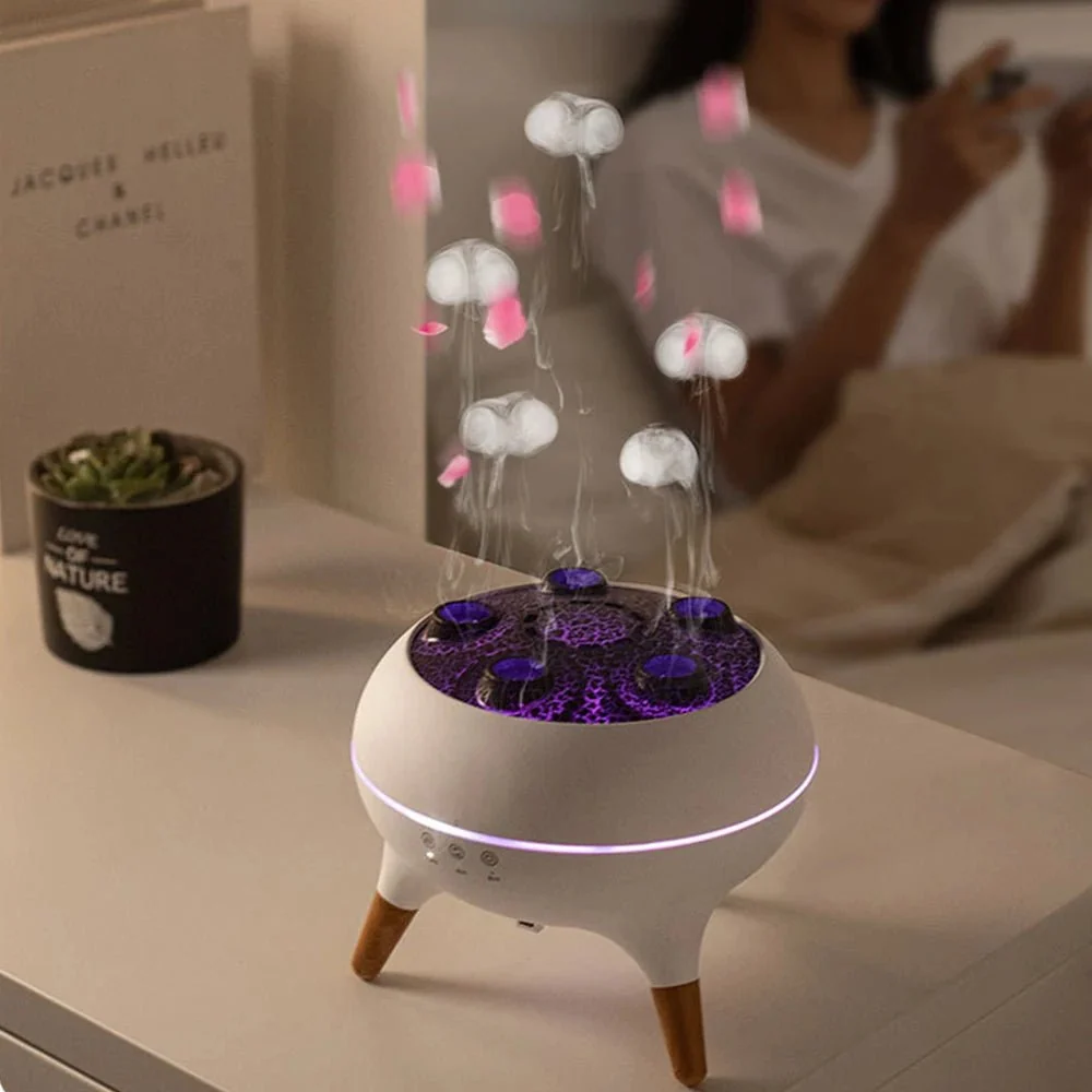 JELLYLUME – Humidificateur d'air dynamique en forme de méduse & diffuseur d'arômes, télécommandé Cozey Maison