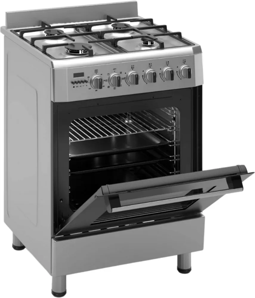 Cuisinière à gaz autoportante Wiggo WO-E609R(XX)-2 - 60 cm - Acier inoxydable