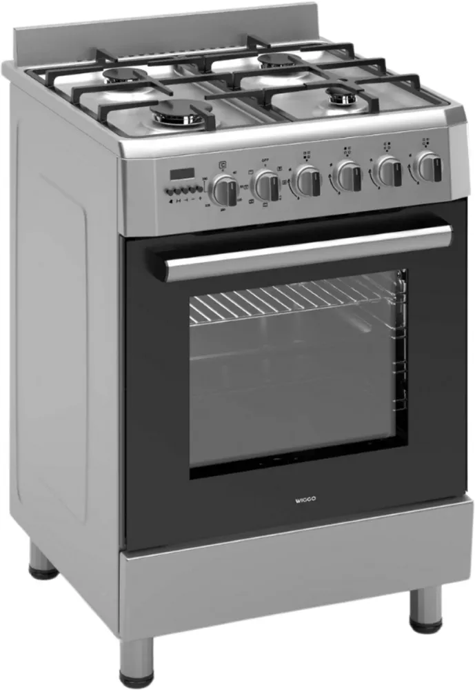 Cuisinière à gaz autoportante Wiggo WO-E609R(XX)-2 - 60 cm - Acier inoxydable