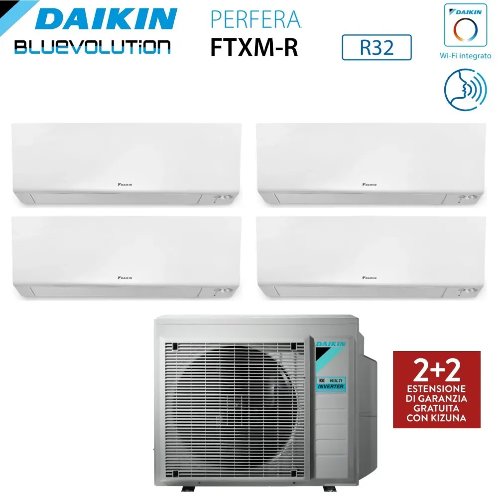 Daikin Climatiseur Bluevolution Quadri Split Inverter Series Ftxm/R Perfera Wall 9+9+9+12 Avec 4mxm68n R-32 Wi-Fi intégré...