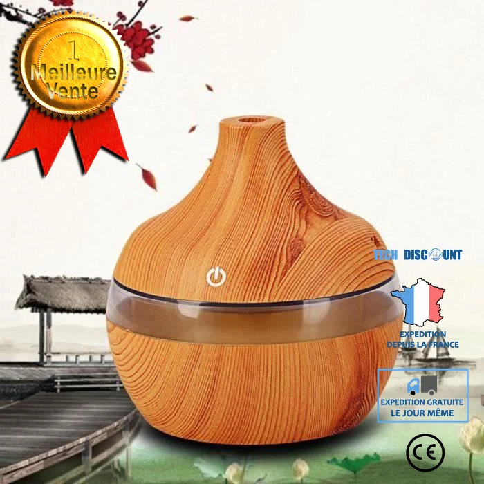 TD® Diffuseur ultrasonique d'huile essentielle de l'humidificateur LED 300ml 7 changement couleur - Traitement Purificteur...