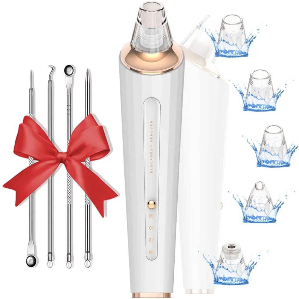 DIYthinker Aspirateur de pores – Décolleur de points noirs USB Rechargeable, 3 niveaux, 5 embouts