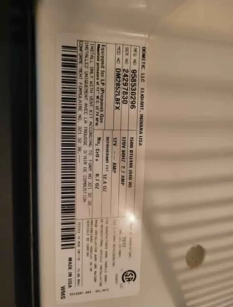 Réfrigérateur Dometic DM2852 pour camping-car, propane et électrique