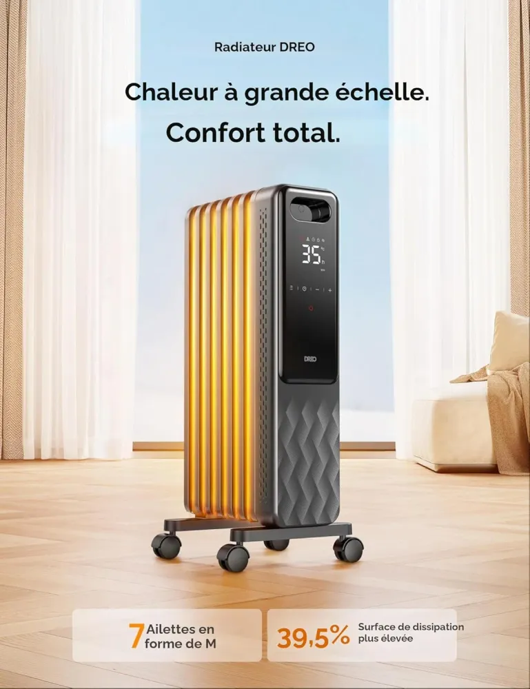 Radiateur à Huile DREO OH310 – Chauffage Électrique Silencieux – Boîte Ouverte