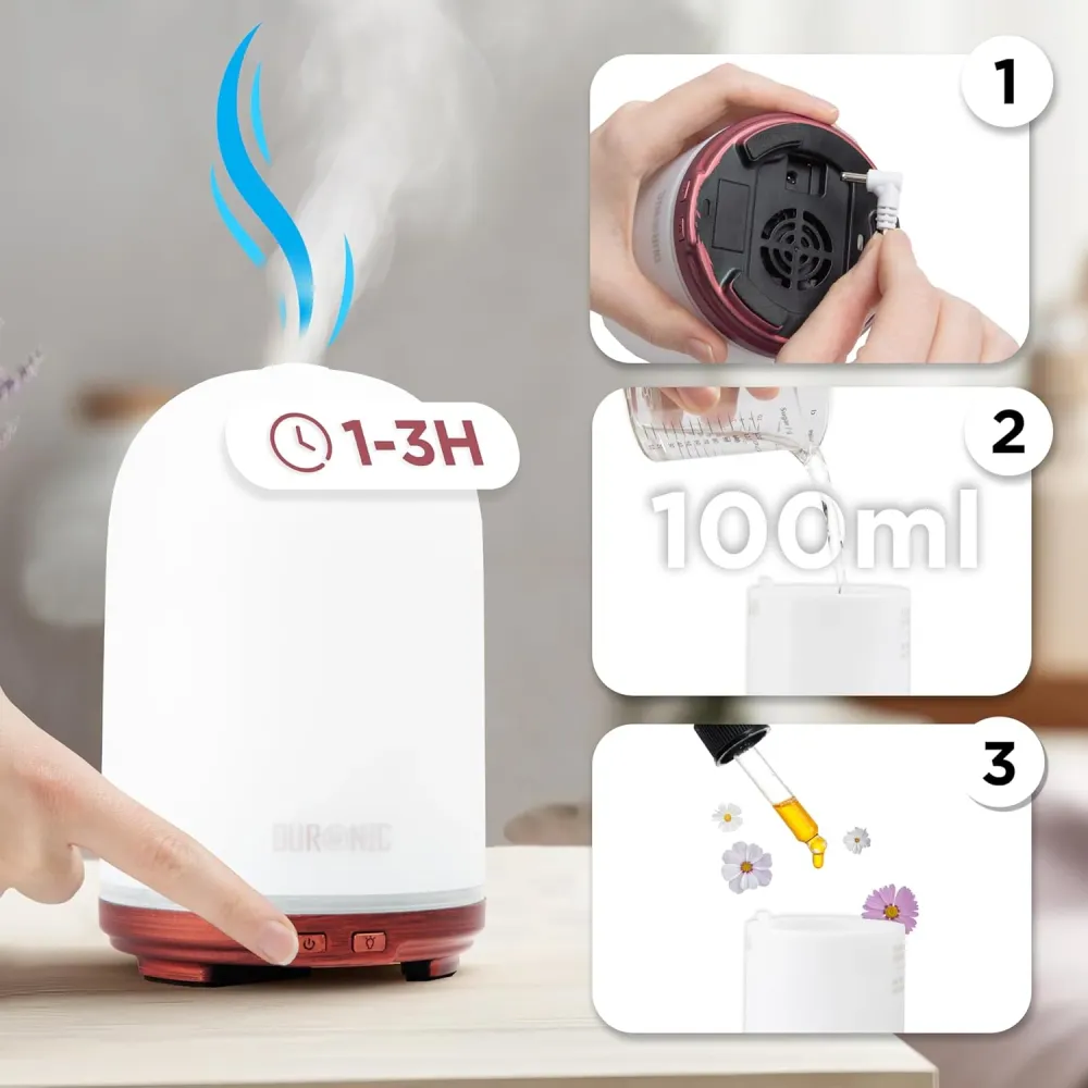 Duronic AD12 Diffuseur d’Arômes Brumisateur d’Huiles essentielles Purificateur d’air Naturel Humidificateur Aromathérapie...