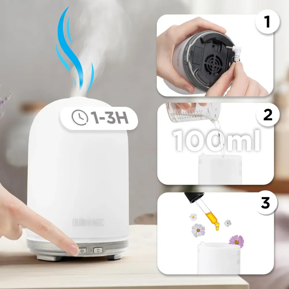 Duronic AD13 Diffuseur d’Arômes Brumisateur d’Huiles essentielles Purificateur d’air Naturel Humidificateur Aromathérapie...