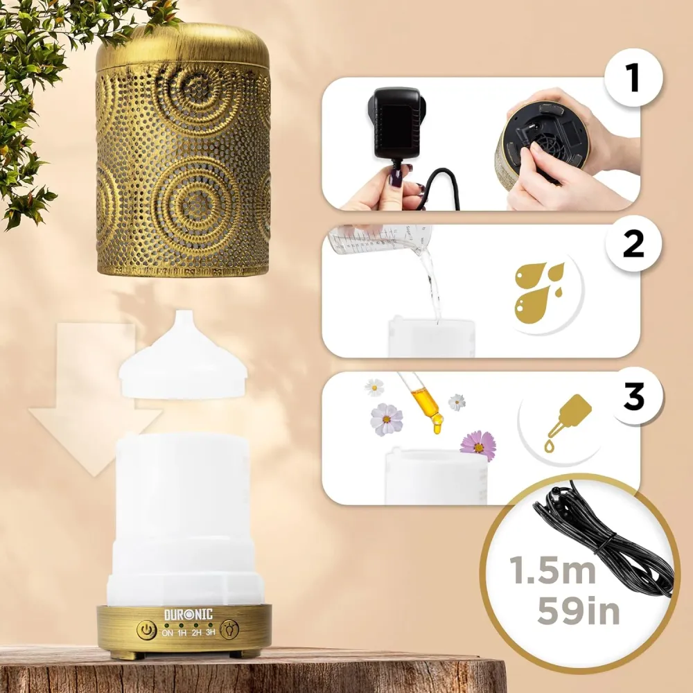 Duronic AD41 Diffuseur d’Arômes Brumisateur d’Huiles essentielles Purificateur d’air Naturel Humidificateur Aromathérapie...