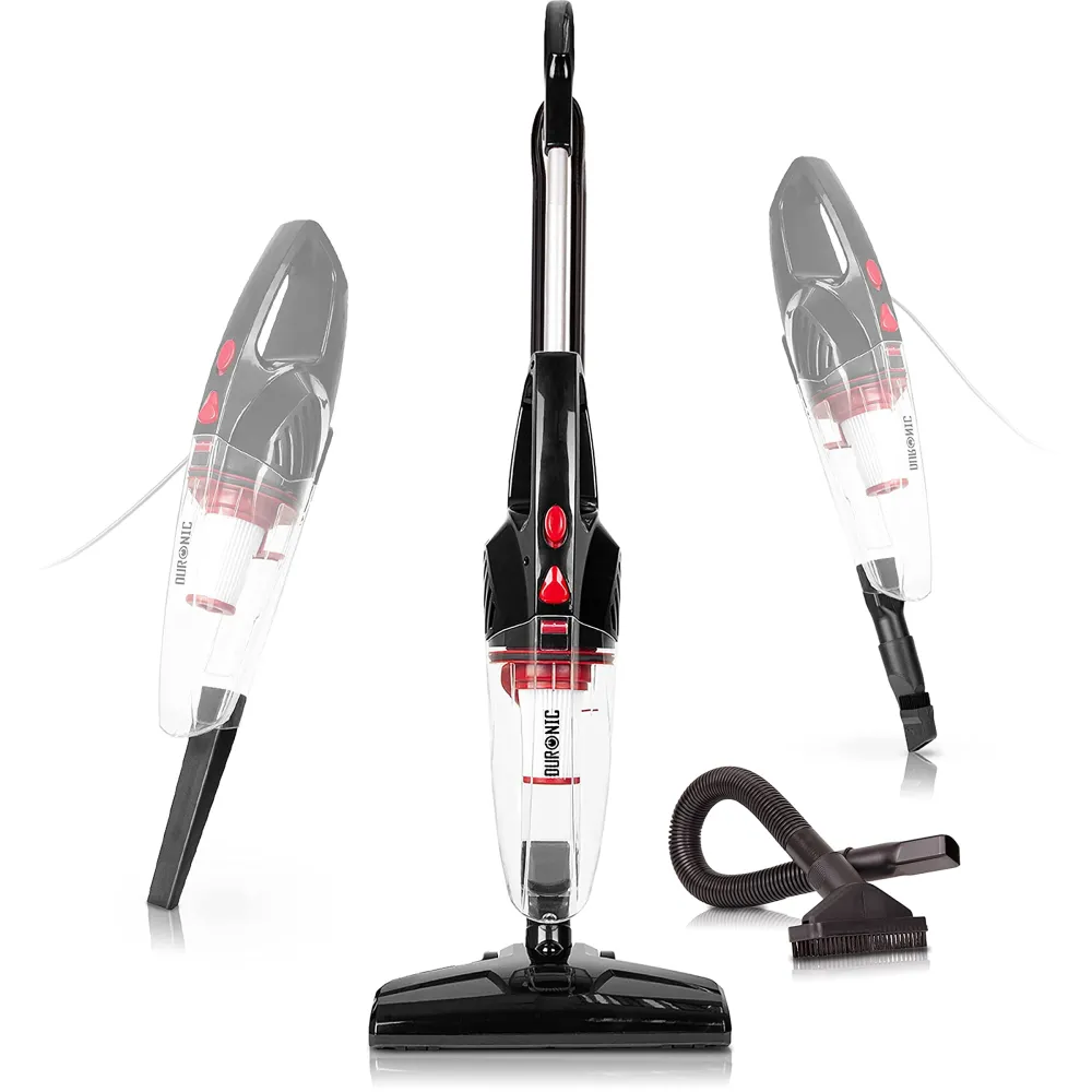 Duronic VC8 BK Aspirateur Balai et à Main sans Sac Classe + tête suceuse/Flexible/Brosse - Se converti en Quelques Secondes !
