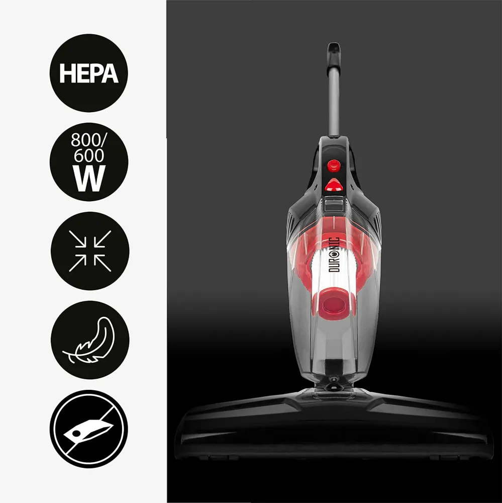 Duronic VC8 BK Aspirateur Balai et à Main sans Sac Classe + tête suceuse/Flexible/Brosse - Se converti en Quelques Secondes !