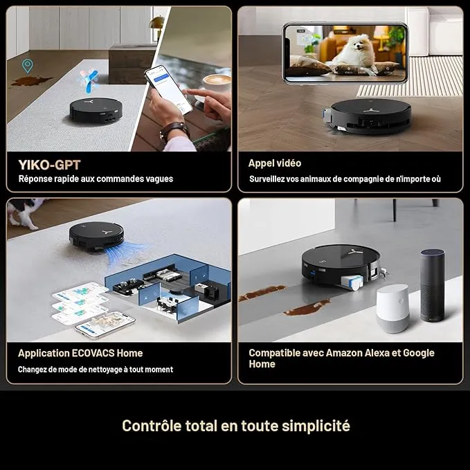 ECOVACS Deebot X8 Pro OMNI – Robot Aspirateur et Laveur avec Station Tout-en-Un (Boite ouverte)
