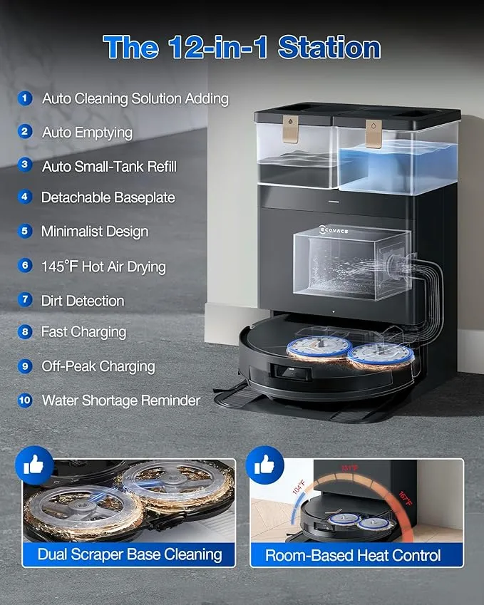 ECOVACS DEEBOT T50 MAX PRO OMNI – Robot Aspirateur et Laveur avec Station Tout-en-un (Boite ouverte)