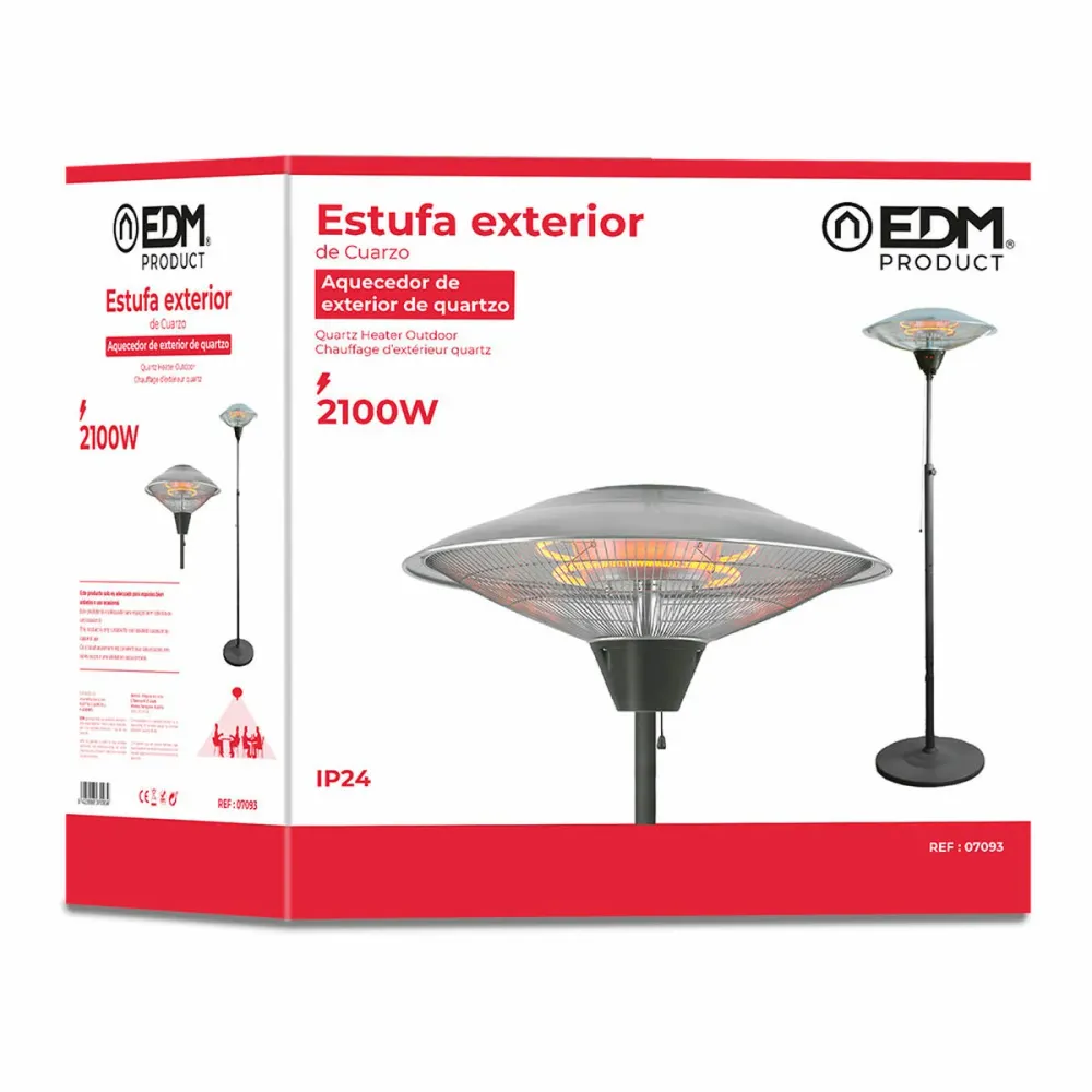 Chauffage d'Appoint Quartz EDM 07093 07093 2100 W Ø 56,5 x 190 cm Blanc Noir EDM Product