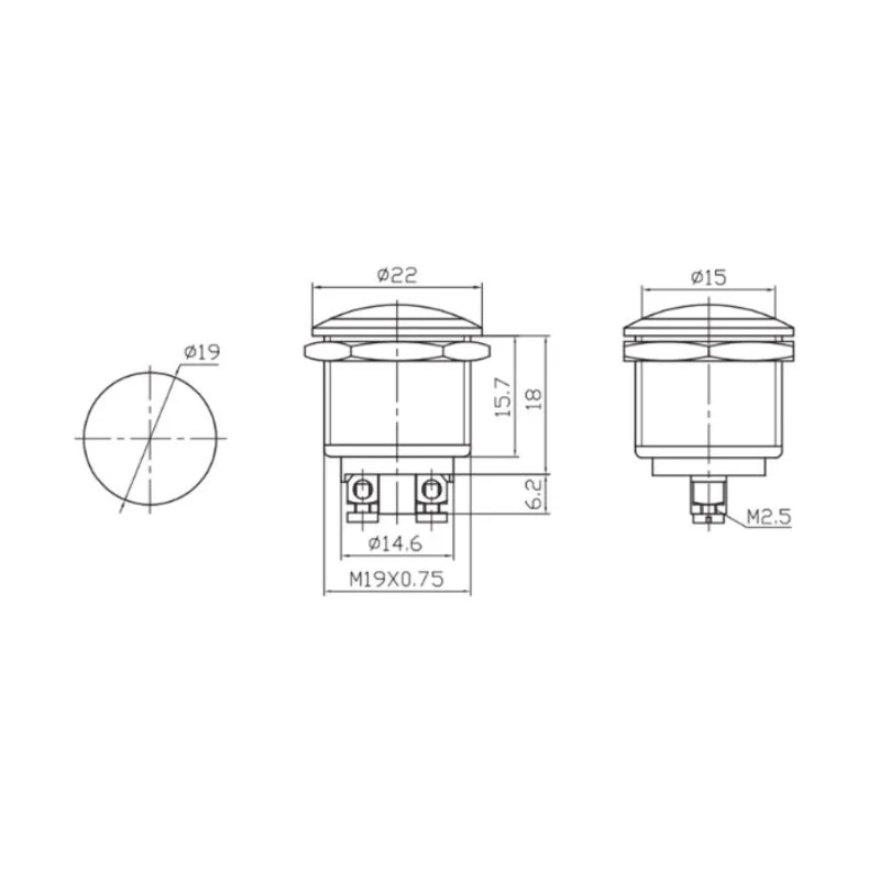 Bouton Poussoir Métallique 2A 250V Chrome ELEKTRO3