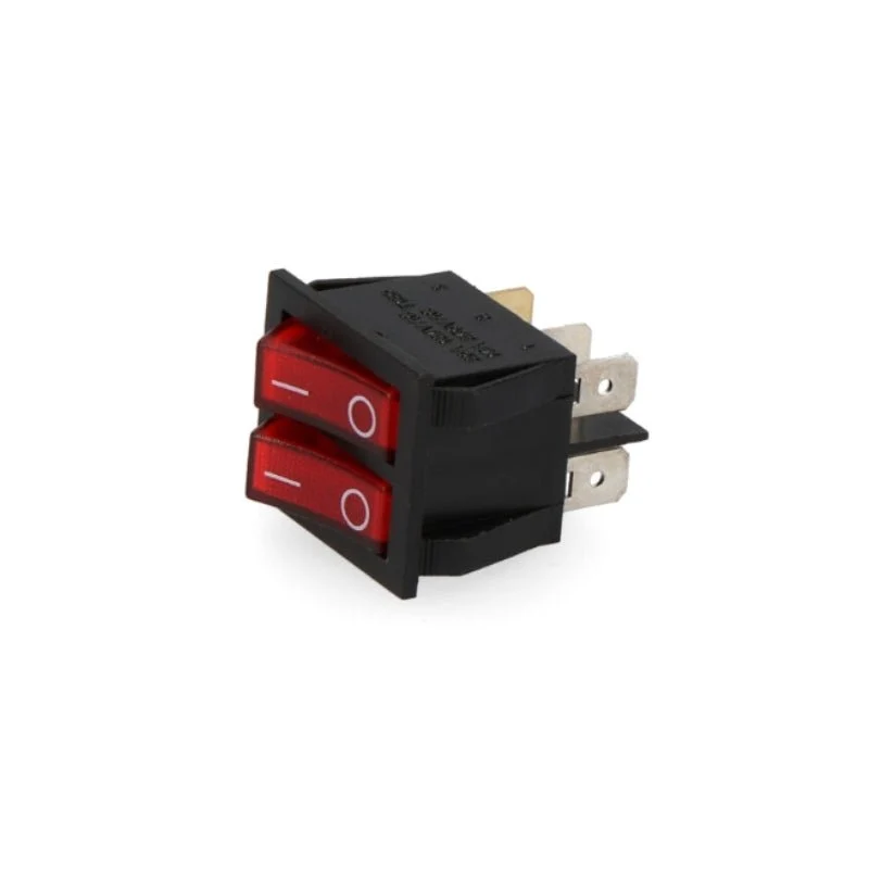 Interrupteur On-Off Double 15A 250V Lumière Rouge ELEKTRO3