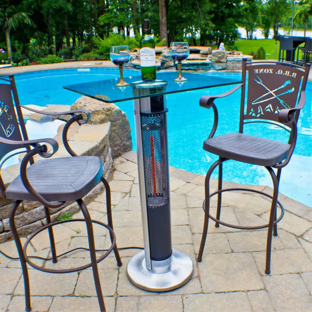 Ener-G+ HEA-215J67 Table de Bar Extérieur avec chauffage Infrarouge et lumière LED Intégrés