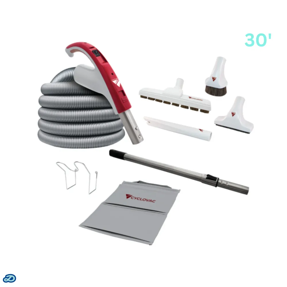 Ensemble d'accessoires 24 V avec tuyau et poignée exclusifs Cyclovac - Brosse Super Luxe (30')