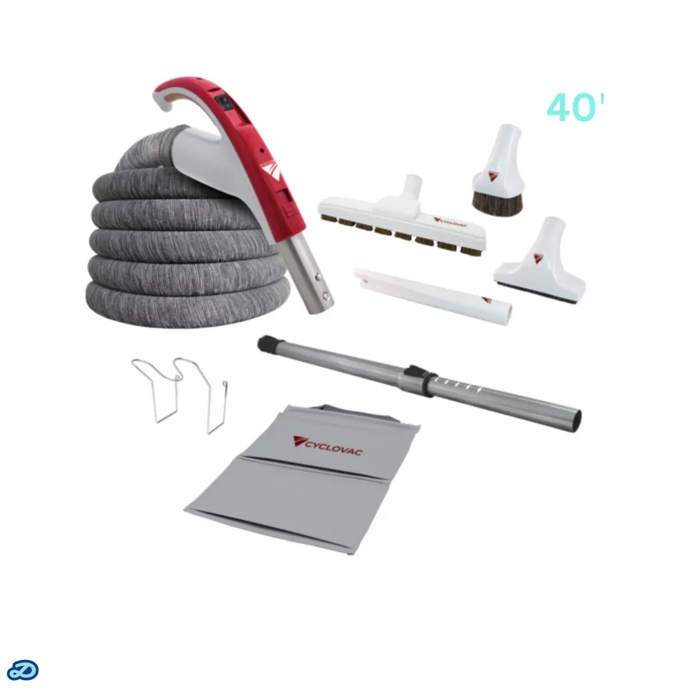 Ensemble d'accessoires 24 V avec tuyau SoftTouch et poignée exclusive Cyclovac (40')