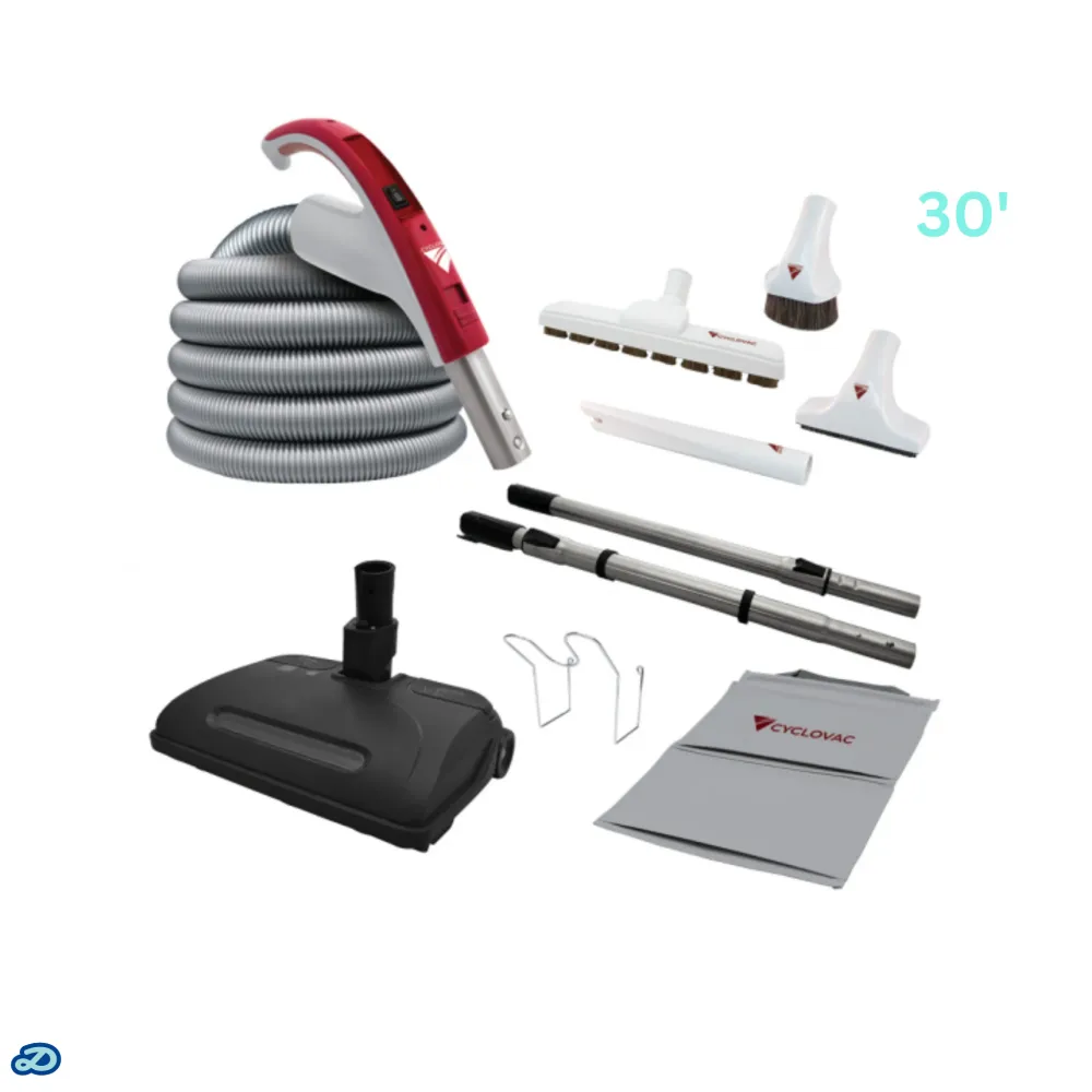 Ensemble d'accessoires électriques 110/24 V avec tuyau et poignée exclusifs Cyclovac - Brosse et tête motorisée Super Luxe...