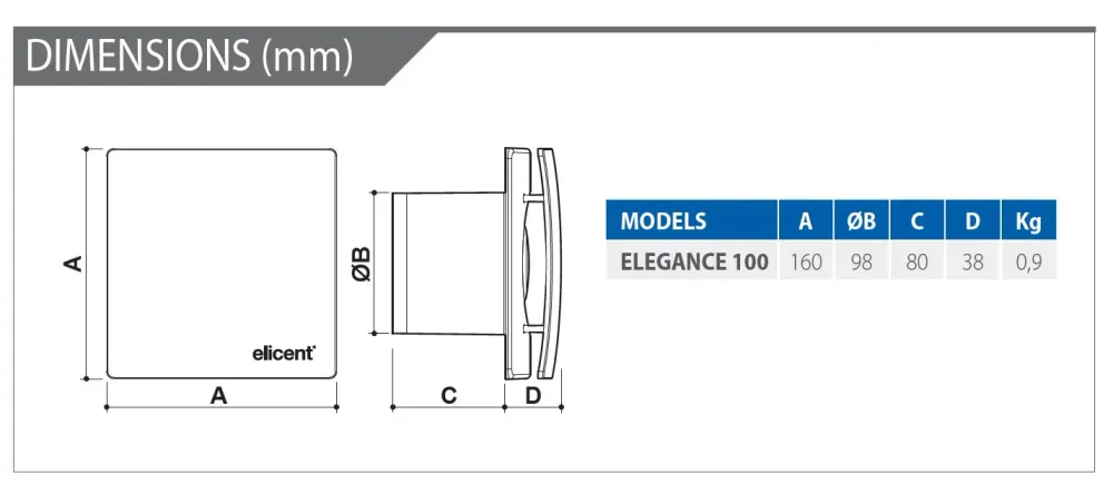 Extracteur de salle de bain Elicent Elegance 100 blanc