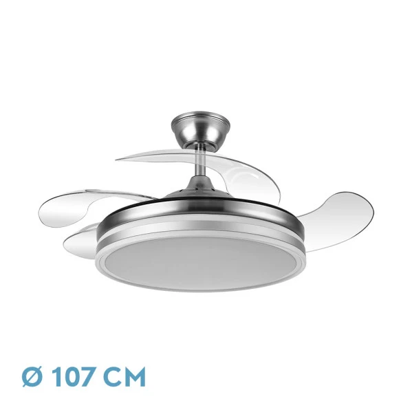 Fabrilamp ventilateur de plafond Bayomo métal nickel