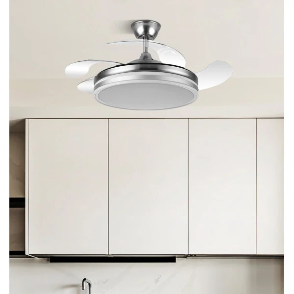 Fabrilamp ventilateur de plafond Bayomo métal nickel