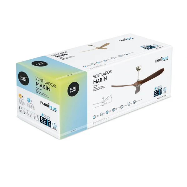 Fabrilamp ventilateur de plafond Marín métal nickel