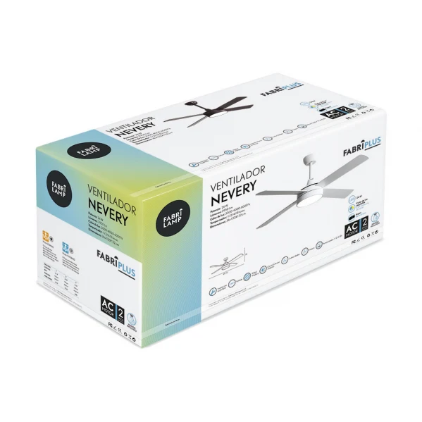 Fabrilamp ventilateur de plafond Nevery métal blanc