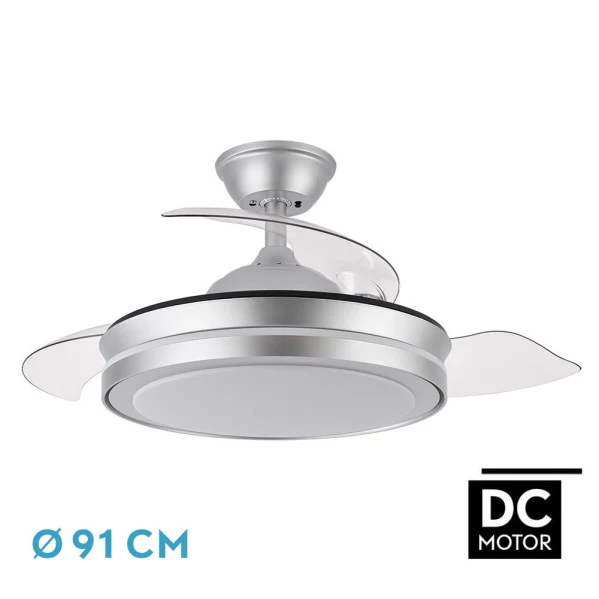 Ventilateur de plafond Fabrilamp Esparta en métal argenté
