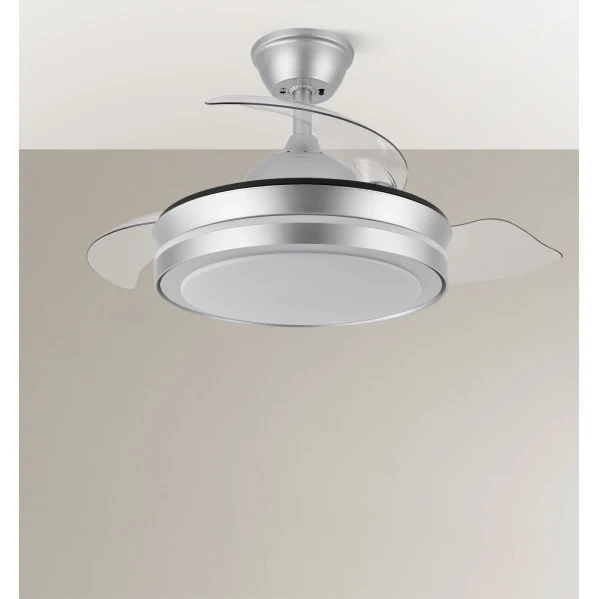 Ventilateur de plafond Fabrilamp Esparta en métal argenté