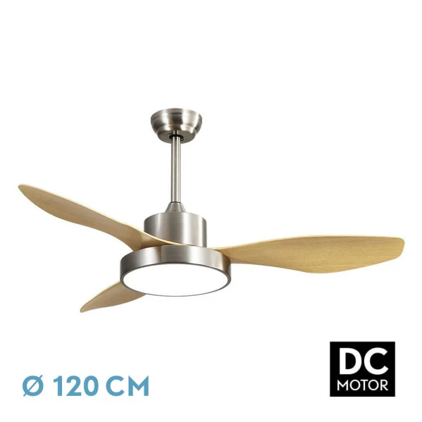 Ventilateur de plafond Fabrilamp Hayate en métal nickelé