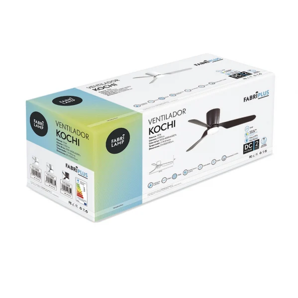 Ventilateur de plafond Fabrilamp Kochi en métal brun