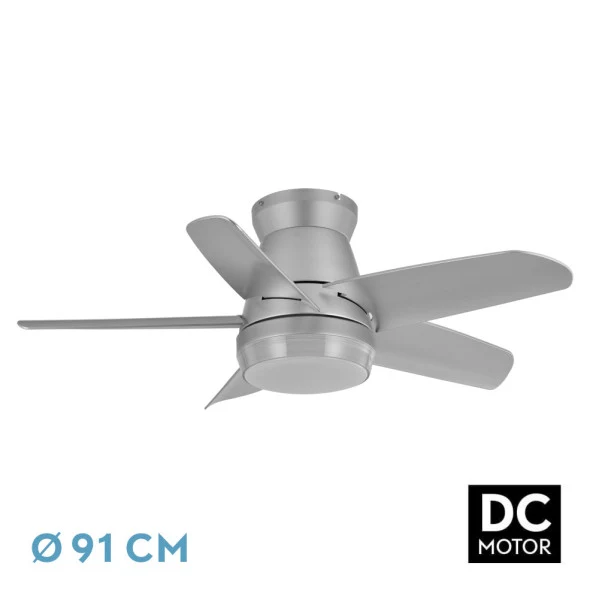 Ventilateur de plafond Fabrilamp Neutron en métal argenté