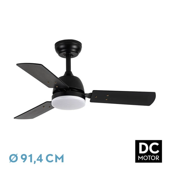 Ventilateur de plafond Fabrilamp Portico en métal noir