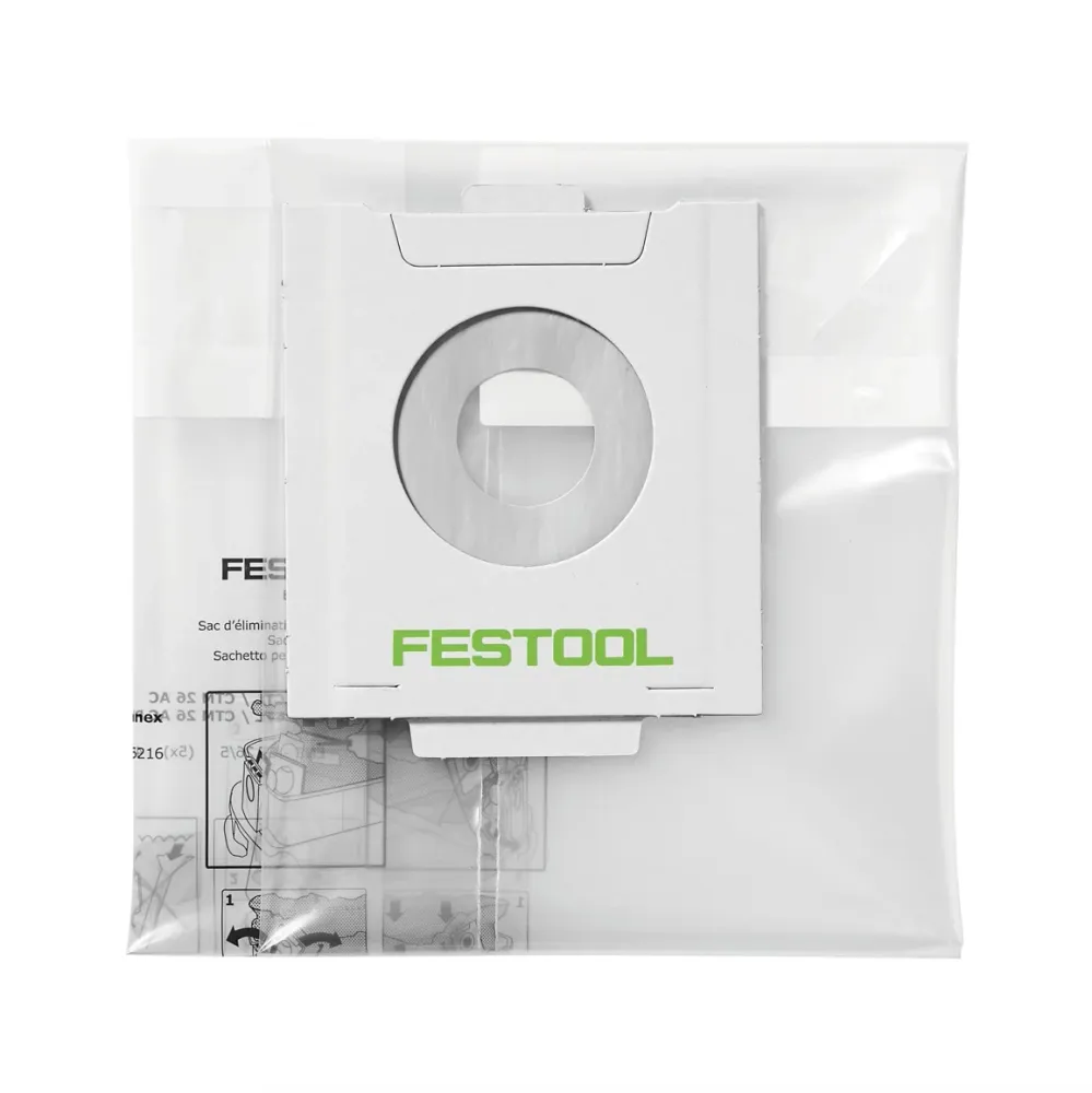 Festool ENS-CT 48 AC/25 Sacs à déchets, 25 pièces ( 5x 497540 ) pour aspirateur mobile Autoclean CT 48 AC