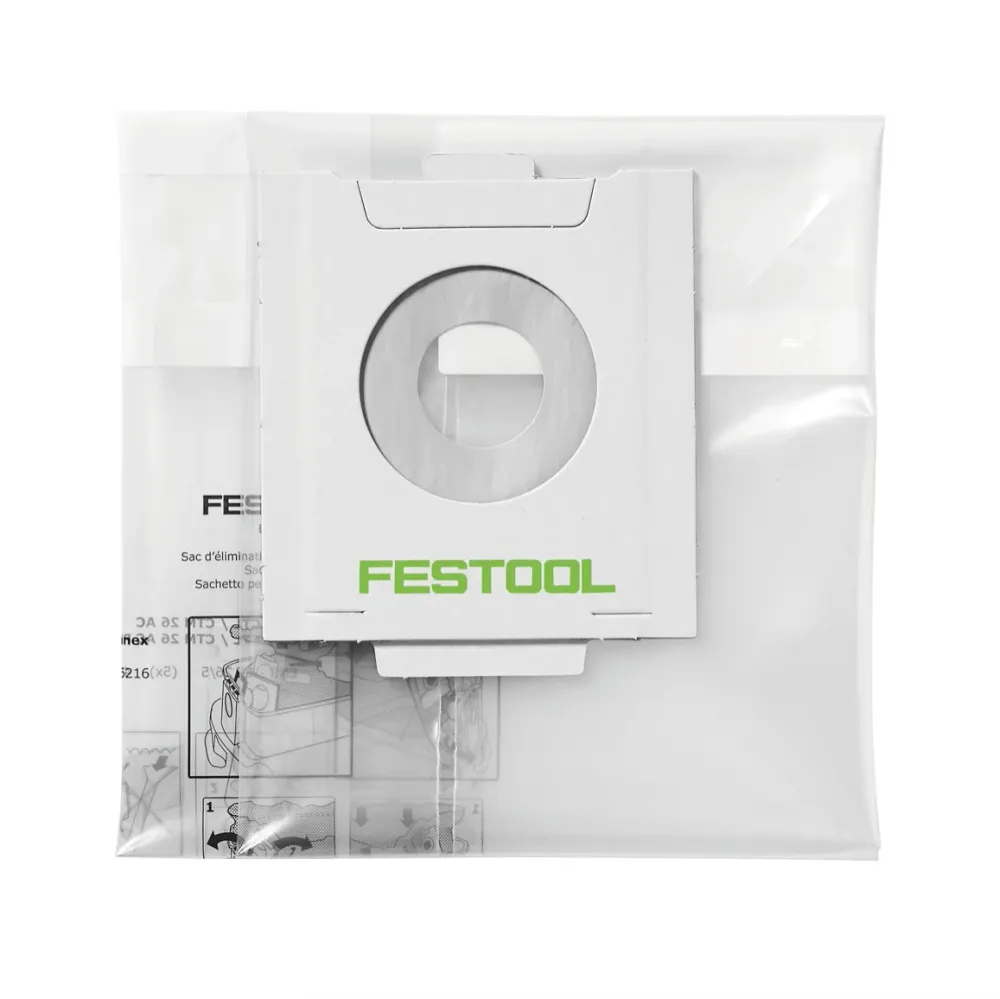 Festool ENS-CT 26 AC Sacs d'élimination des déchets - 25 pièces ( 5x 496216 ) pour aspirateur mobile Autoclean CT 26 AC