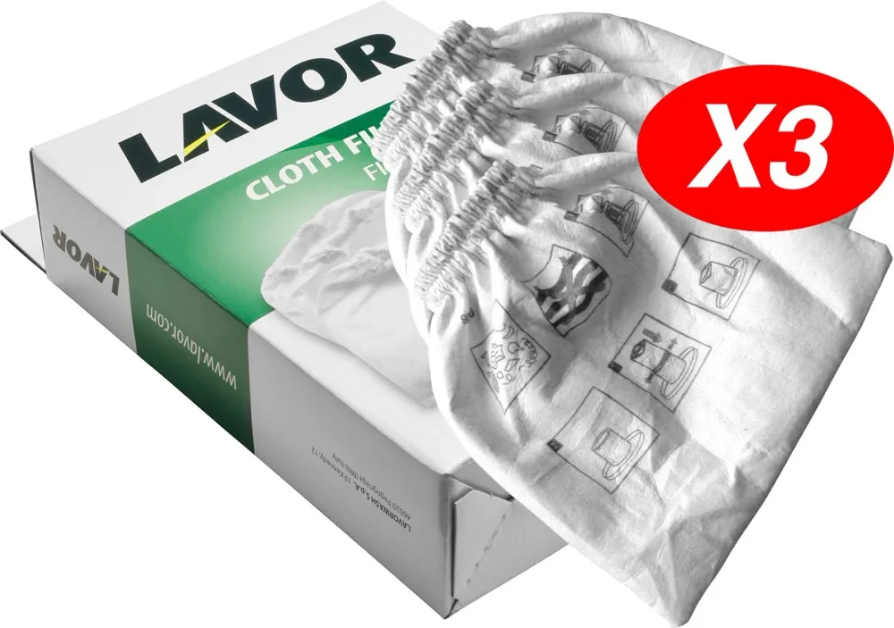 Filtre en tissu de remplacement pour pack aspirateur 'lavor'. 3 pièces