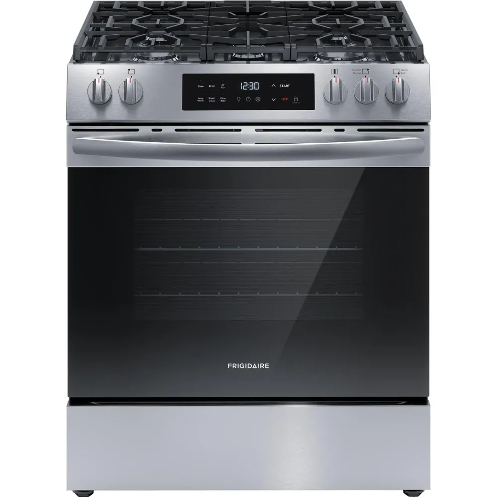 Frigidaire Cuisinière amovible à gaz de 30 pouces avec friture à air chaud FCFG3082BS
