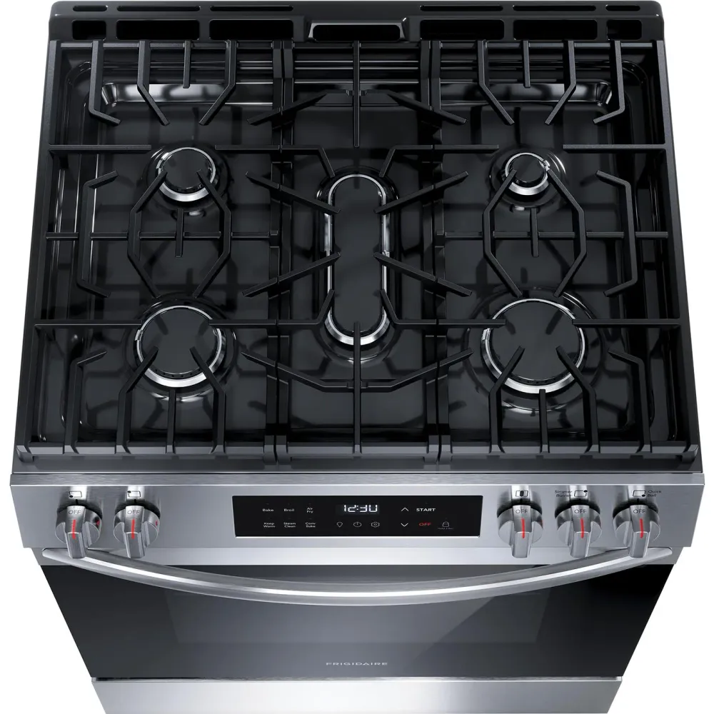 Frigidaire Cuisinière amovible à gaz de 30 pouces avec friture à air chaud FCFG3082BS