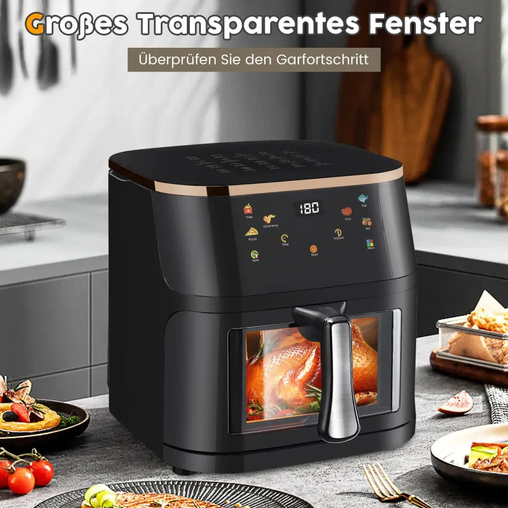Friteuse à Air 9L Écran Digital - Four Combiné 6 Modes de Cuisson Sans Huile