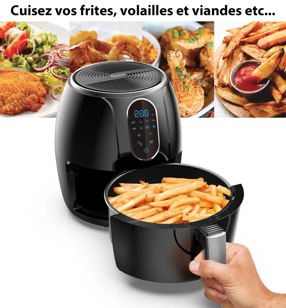 Friteuse digitale sans huile à air chaud 1200W - Livraison offerte